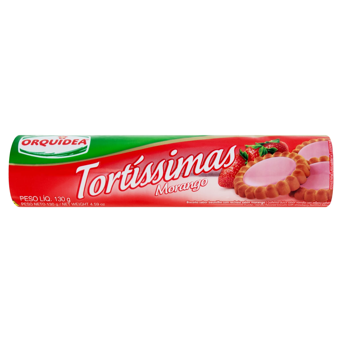 Biscoito Recheado Orquidea Tortíssimas Morango 130g