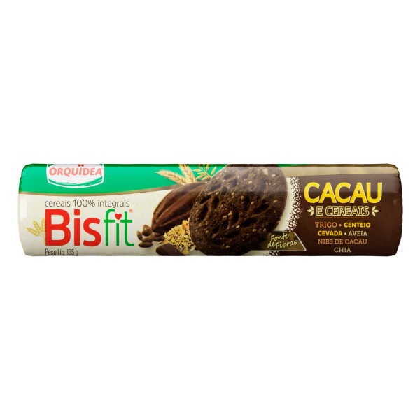 Encontraproduto.com.br - Biscoito Integral Sabor Cacau e Cereais Orquídea Bisfit 135g