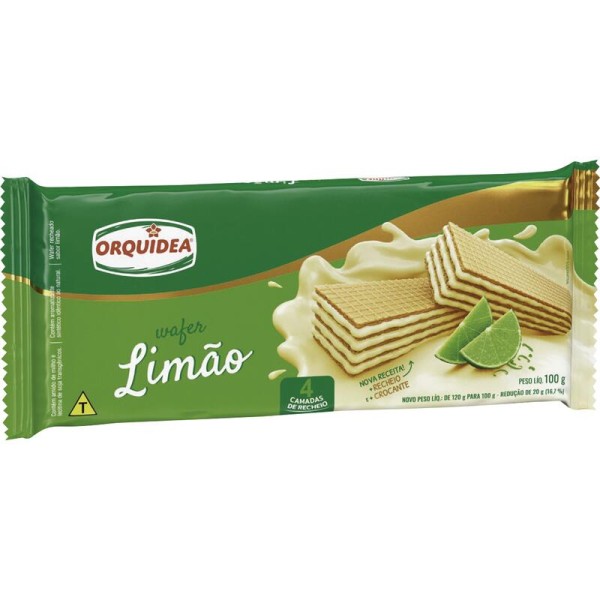 Wafer Recheado Sabor Limão Orquídea 100g