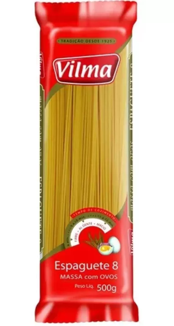 Massa com Ovos Espaguete Vilma n° 8 Pacote 500g