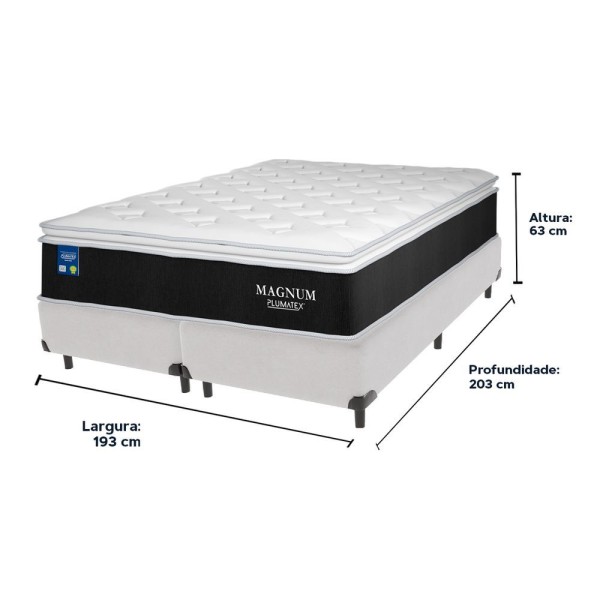 Encontraproduto.com.br - Cama Box King Branca Colchão Magnum Plumatex Chronos D26