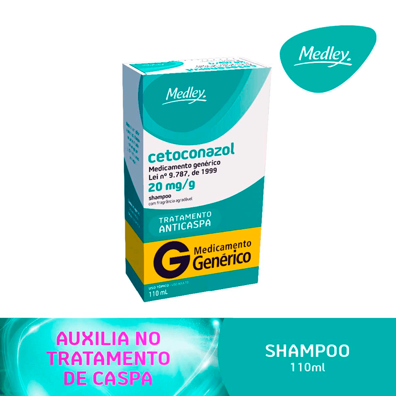 Encontraproduto.com.br - Shampoo Anticaspa Cetoconazol 20mg - Genérico Medley - 110ml