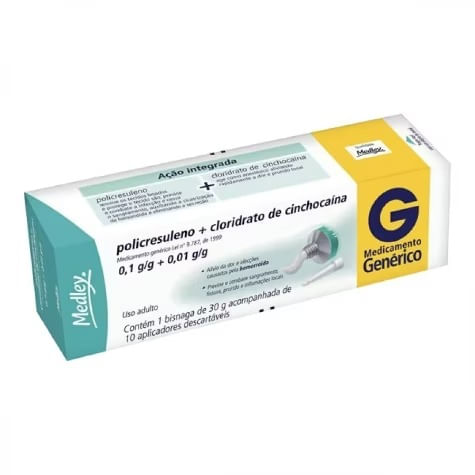 Encontraproduto.com.br - Policresuleno+cloridrato De Cinchocaína Pomada Bisnaga 3og Genérico Medley