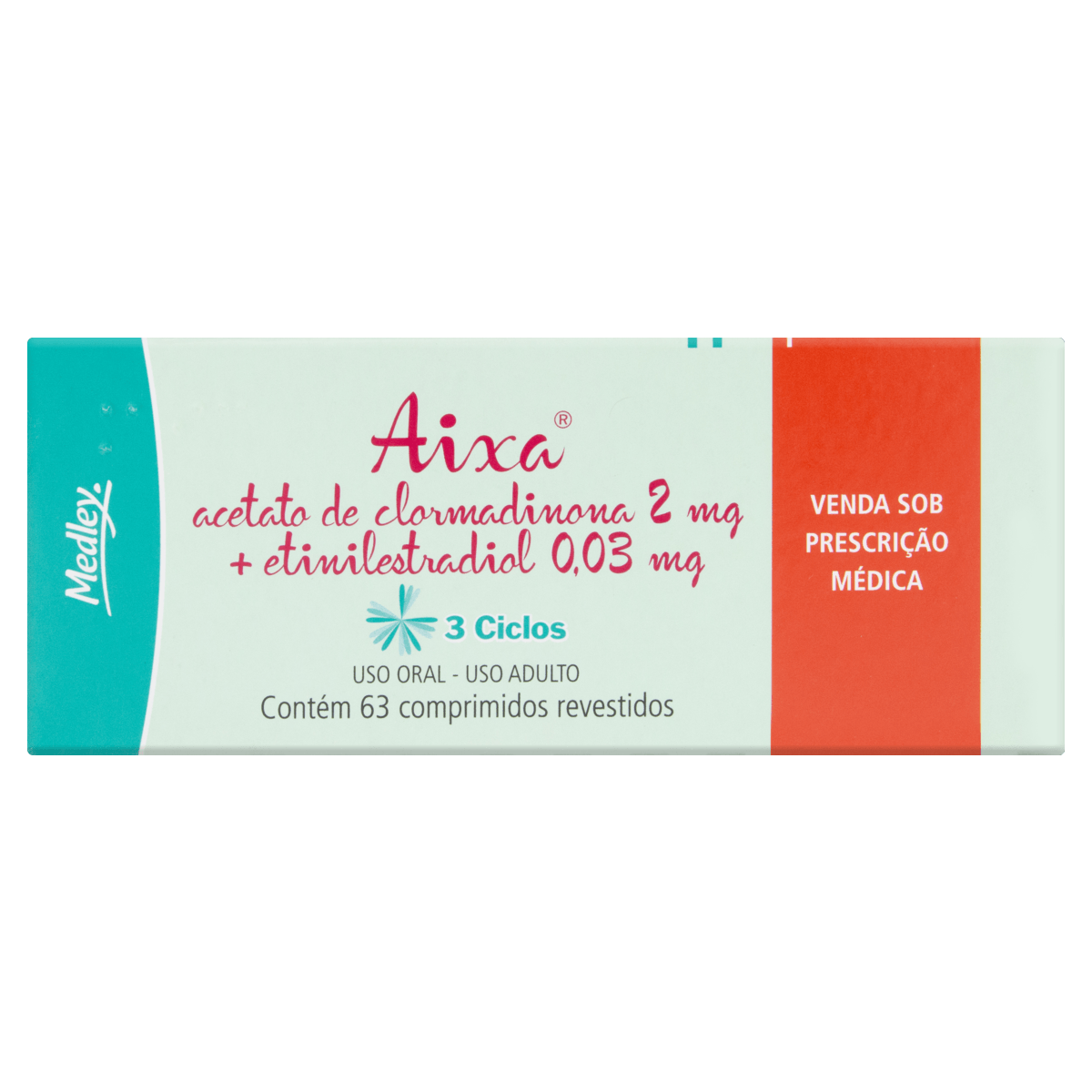 Encontraproduto.com.br - Aixa 2mg/0,03mg 63 Comprimidos Revestidos