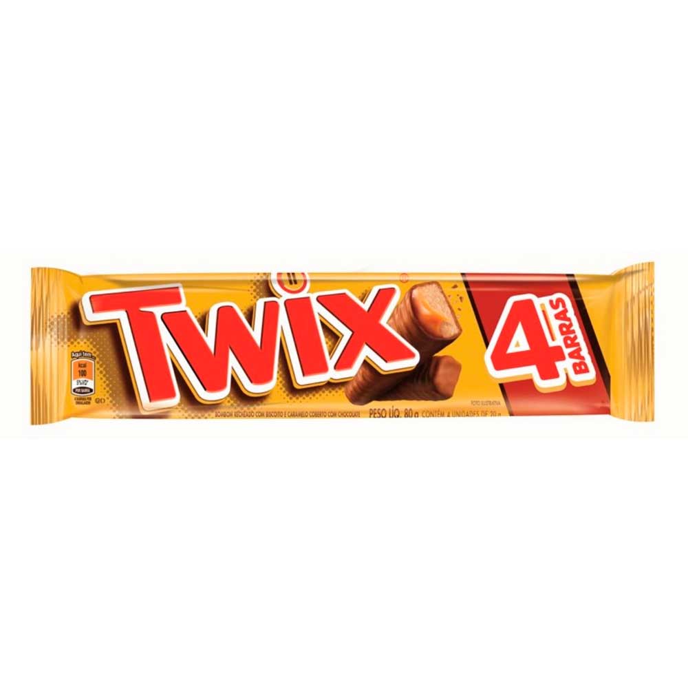 Encontraproduto.com.br - Bombom Twix Chocolate c/ Biscoito e Caramelo c/ 4 barras 80g