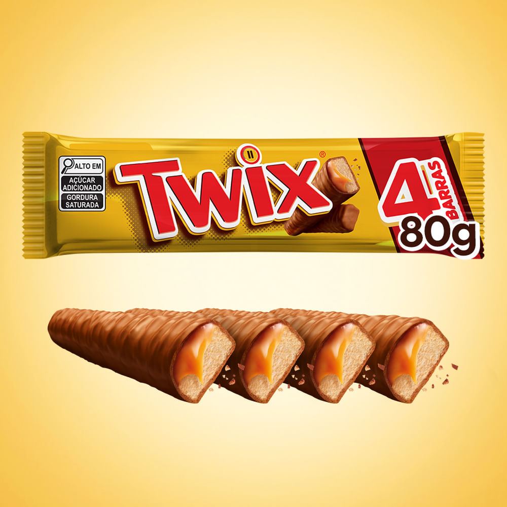 Encontraproduto.com.br - Bombom Twix Chocolate c/ Biscoito e Caramelo c/ 4 barras 80g