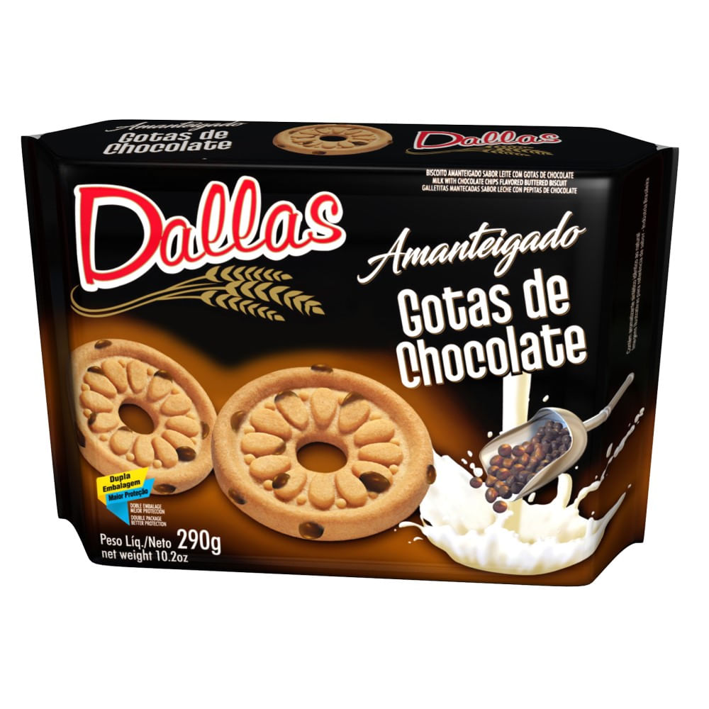 Encontraproduto.com.br - Biscoitos Amanteigado Dallas Gotas De Chocolate 290g