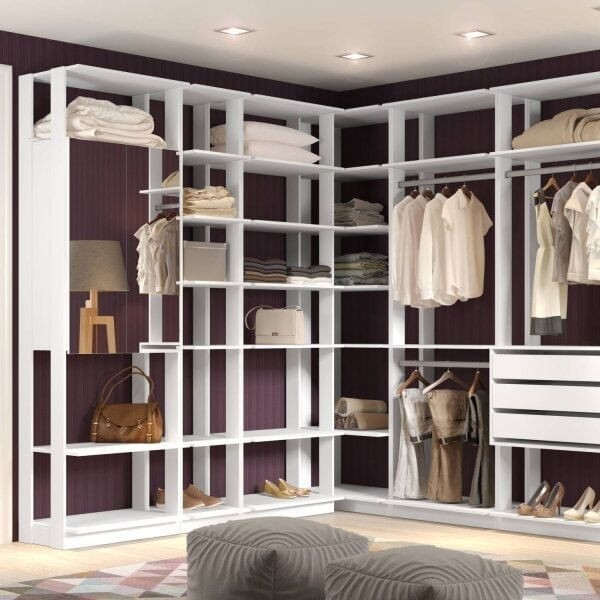 Encontraproduto.com.br - Módulo Closet com Cabideiros Clothes Branco