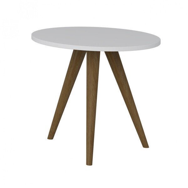 Mesa Lateral Redonda com Pés Retrô 1005 - Branco