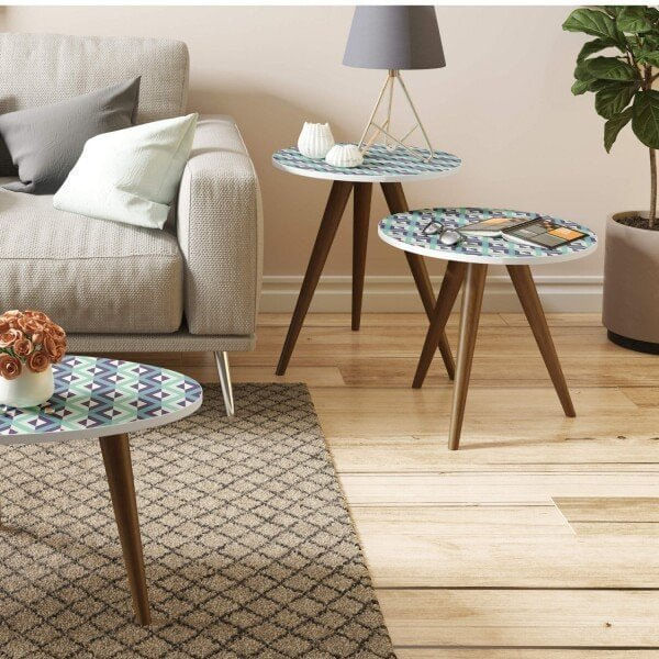 Encontraproduto.com.br - Mesa Lateral Redonda com Pés Retrô 1005 - Branco