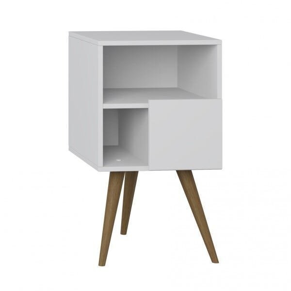 Encontraproduto.com.br - Mesa de Cabeceira 1 Porta Retrô Branco