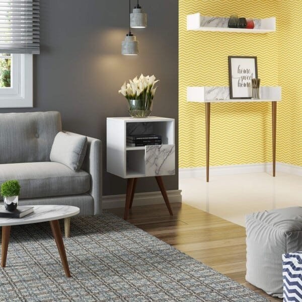 Encontraproduto.com.br - Mesa de Cabeceira 1 Porta Retrô Branco