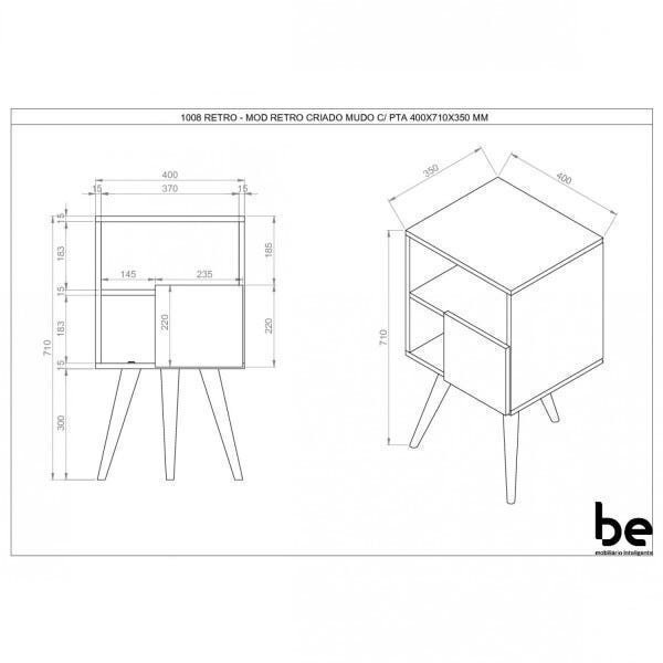 Encontraproduto.com.br - Mesa de Cabeceira 1 Porta Retrô Branco