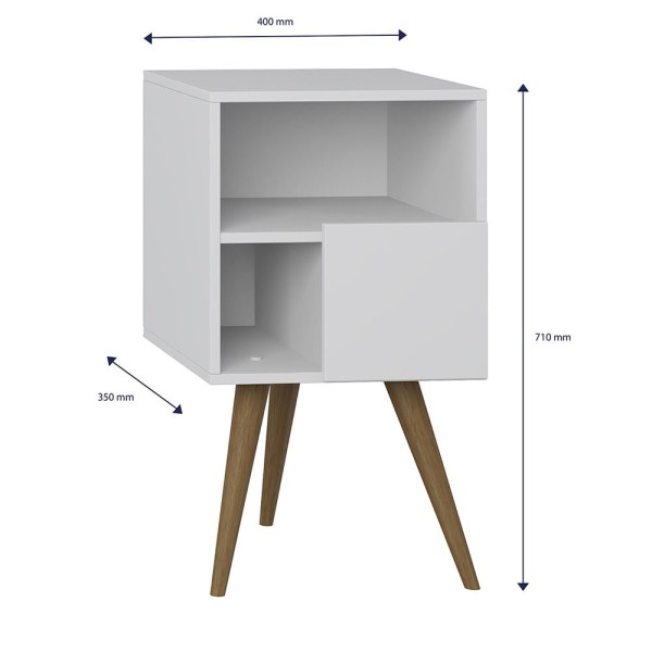 Encontraproduto.com.br - Mesa de Cabeceira 1 Porta Retrô Branco