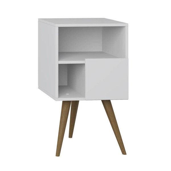 Encontraproduto.com.br - Mesa de Cabeceira 1 Porta Retrô Branco