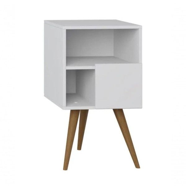Encontraproduto.com.br - Mesa de Cabeceira 1 Porta Retrô Branco