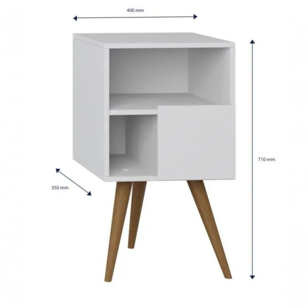 Encontraproduto.com.br - Mesa de Cabeceira 1 Porta Retrô Branco