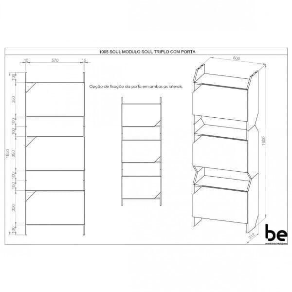Encontraproduto.com.br - Armário Multiuso 3 Portas Soul Moderno Be Mobiliário Branco