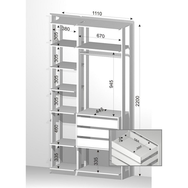 Encontraproduto.com.br - Closet Modulado com 2 Peças Be Mobiliario