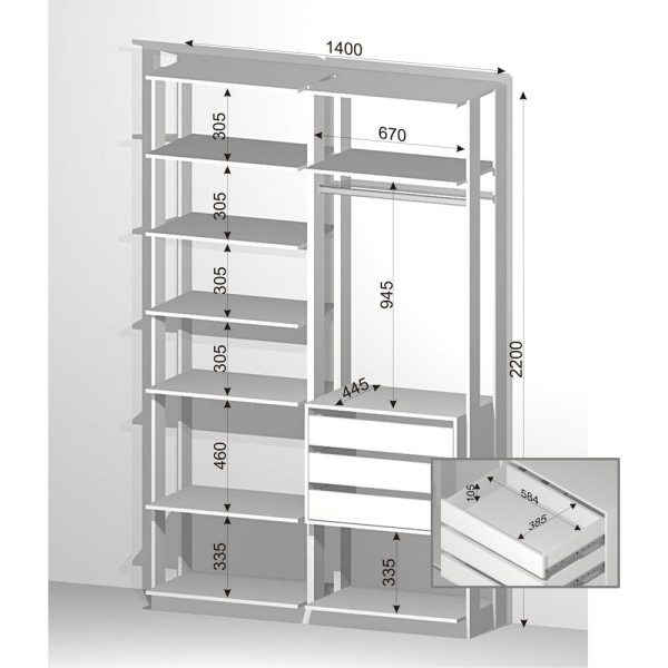 Encontraproduto.com.br - Closet Modulado com 2 Peças Be Mobiliario