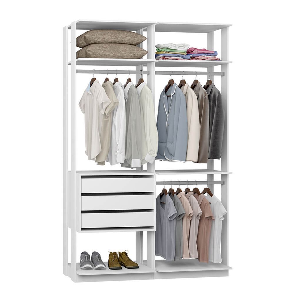 Closet Com 3 Gavetas E 3 Cabideiros Branco