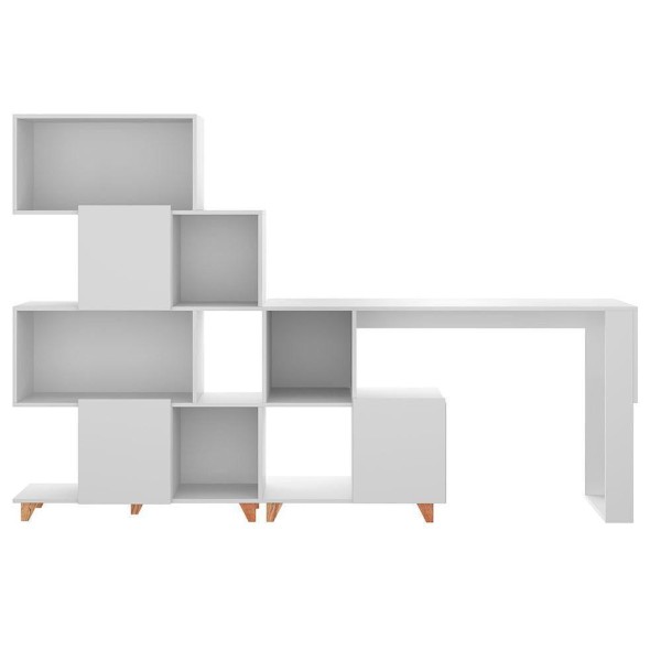 Encontraproduto.com.br - Conjunto Para Escritório Mesa Escrivaninha E Estante Aurora Branco Tx
