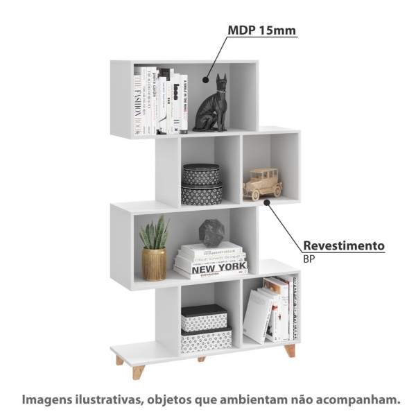 Encontraproduto.com.br - Estante Aurora com 2 Portas e 4 Nichos - Branco
