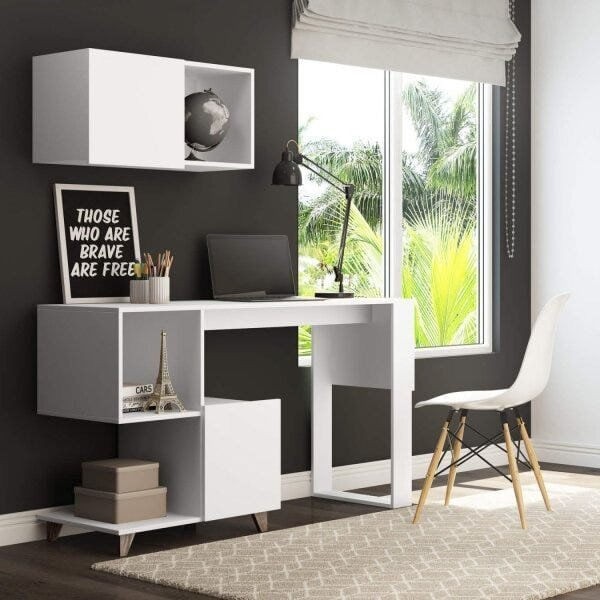 Mesa de Escritório Aurora com 1 Porta - Branco