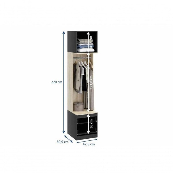 Encontraproduto.com.br - Guarda-roupas Modulado 2 Gavetas C-cabide Linha Free