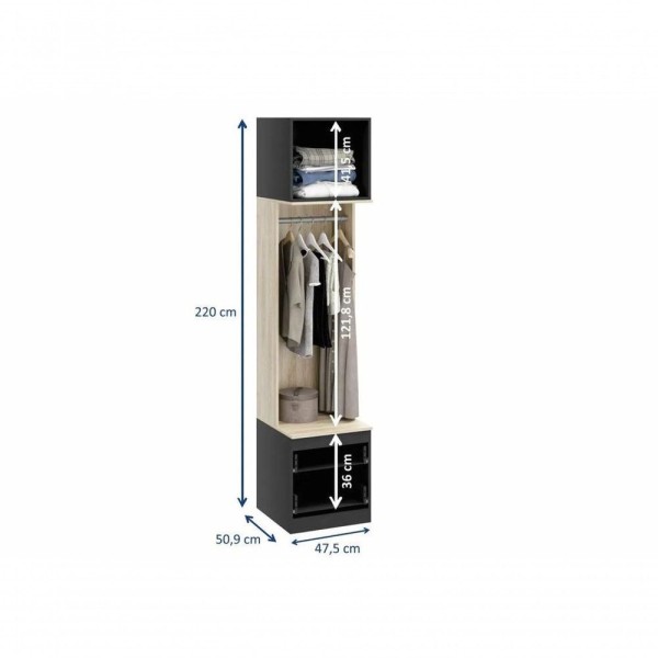 Encontraproduto.com.br - Guarda-roupas Modulado 2 Gavetas C-cabide Linha Free