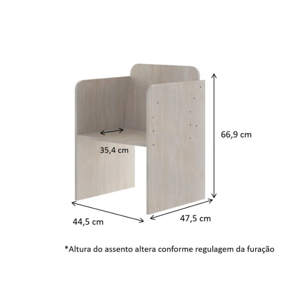 Encontraproduto.com.br - Cadeira Infantil Com Altura Regulável Be Mobiliário - Nature
