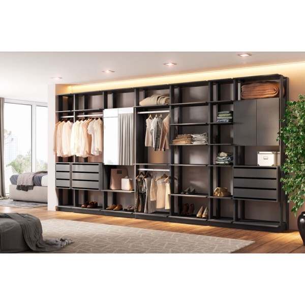 Encontraproduto.com.br - Módulo Closet com 7 Peças Be Mobiliario - Grafite