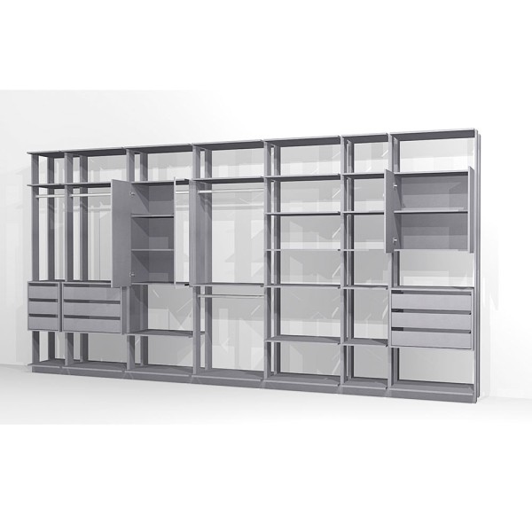 Encontraproduto.com.br - Módulo Closet com 7 Peças Be Mobiliario - Nature com Grafite