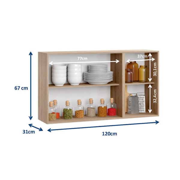 Encontraproduto.com.br - Armário Aéreo Para Cozinha 3 Portas Cook Nature Com Madeira