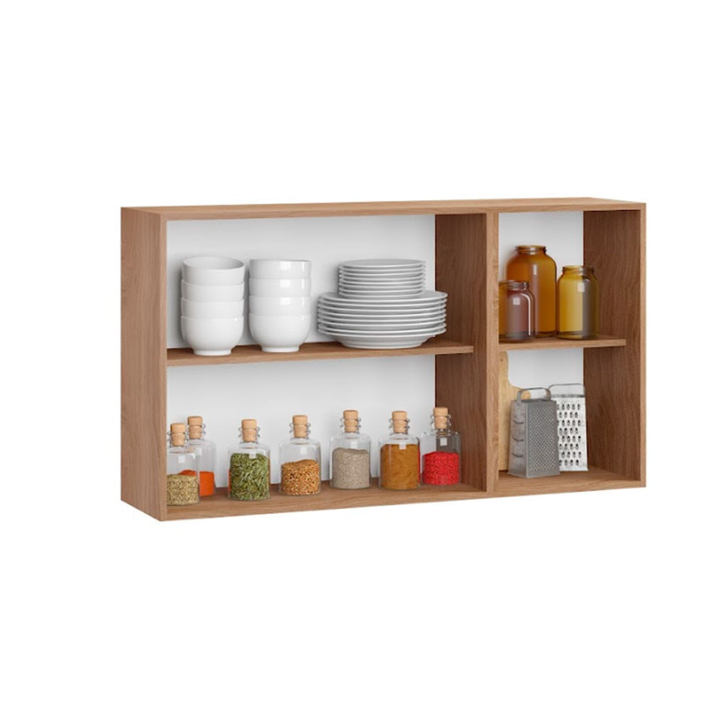 Encontraproduto.com.br - Armário Aéreo para Cozinha 3 Portas Be Mobiliario Cook - Madeira com Grafite