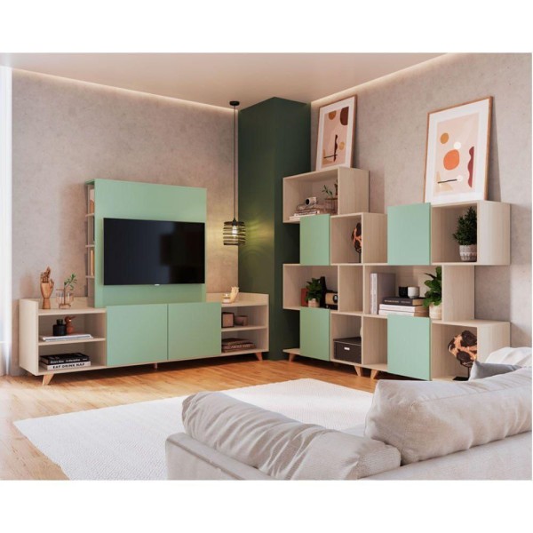 Encontraproduto.com.br - Estante Aurora 3 Andares Be Mobiliário - Nature com Verde