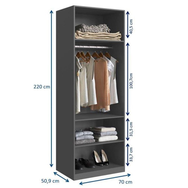 Encontraproduto.com.br - Guarda Roupas Modulado 2 Portas Com Cabideiro 1001 Free Be Mobiliário Grafite