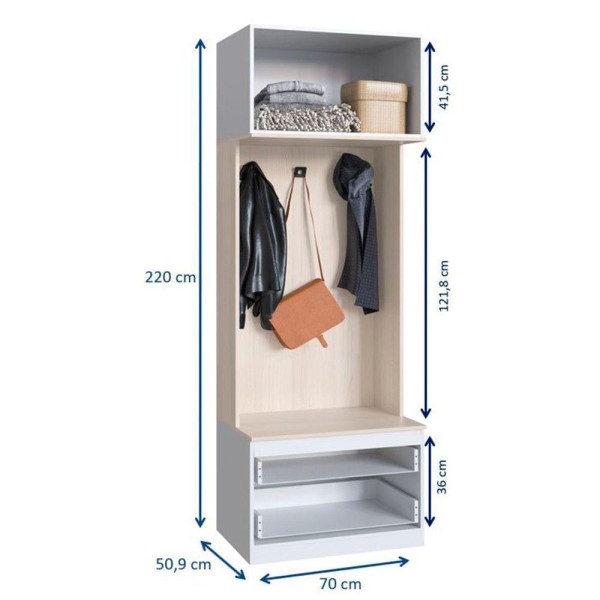 Encontraproduto.com.br - Guarda Roupas Modulado 2 Gavetas E Suportes Free Be Mobiliário Branco Tx Com Nature
