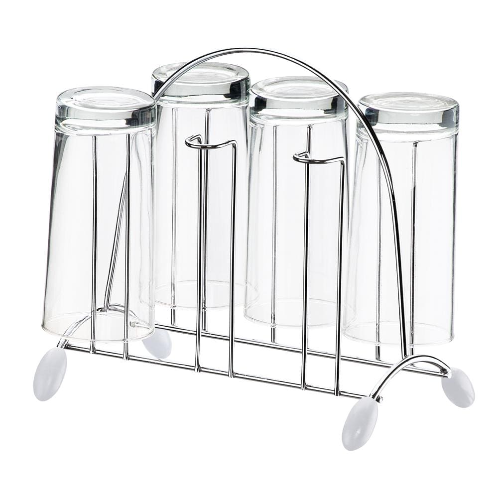 Encontraproduto.com.br - Suporte Para 6 Copos Utimil Em Aço Cromado Branco Com Cromada
