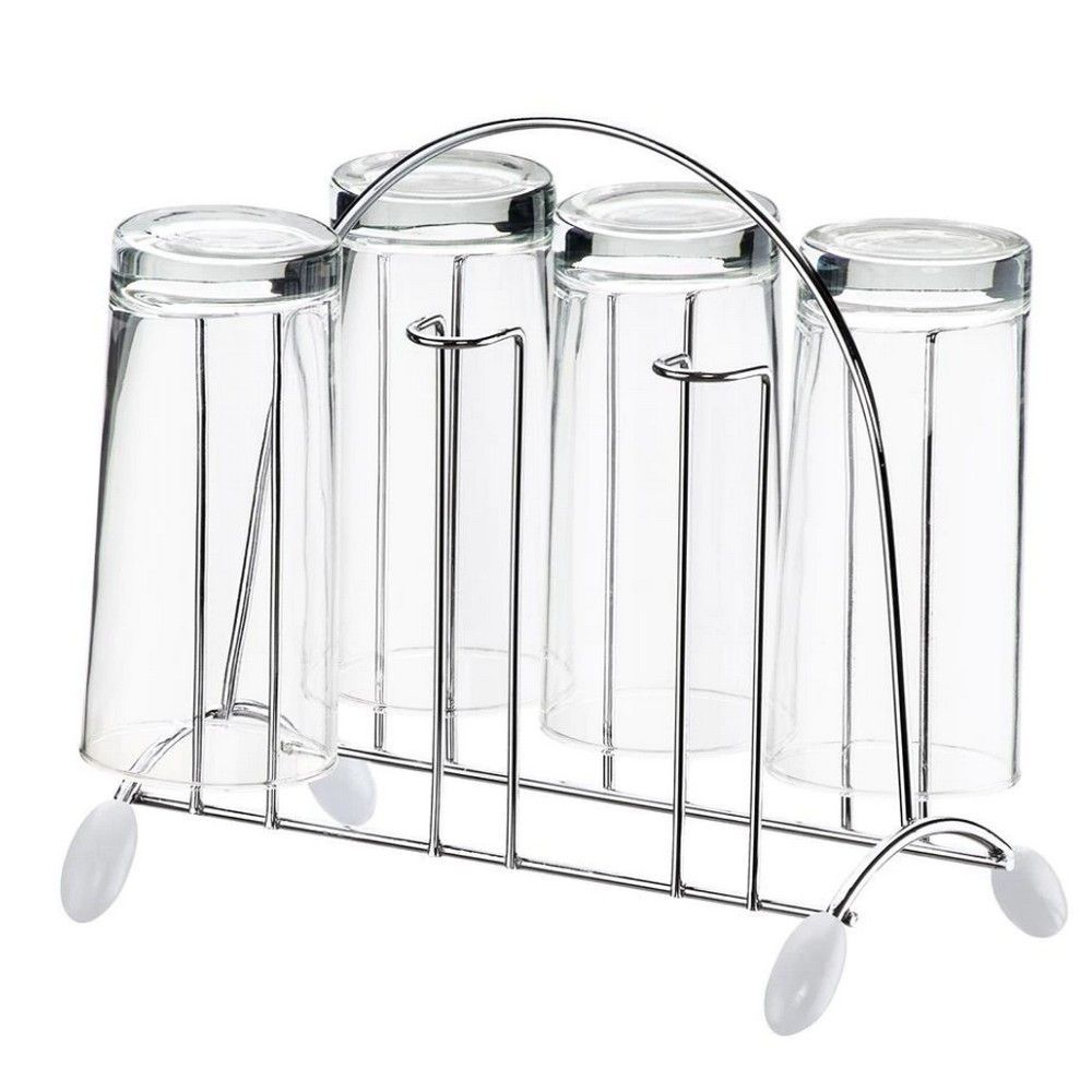 Encontraproduto.com.br - Suporte Para 6 Copos Utimil Em Aço Cromado Branco Com Cromada