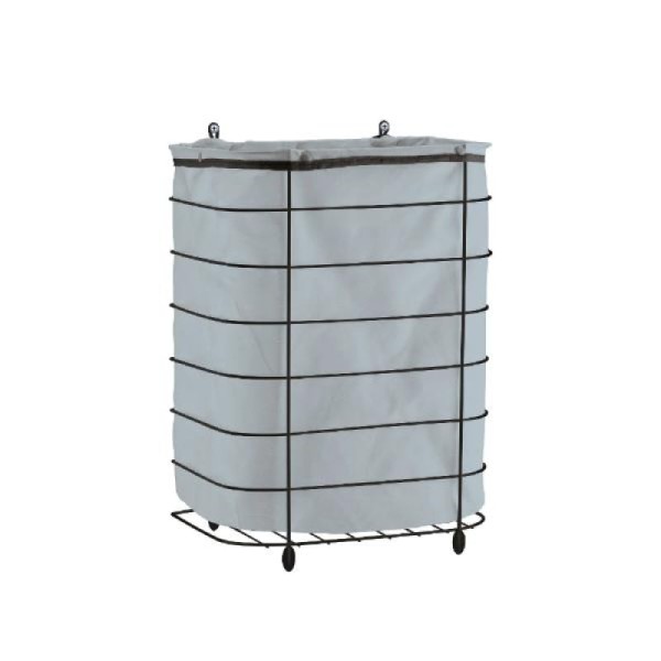 Encontraproduto.com.br - Cesto De Roupa Para Parede E Chão Utimil Cr483 Em Arame Cromado E Tecido Bege Branco