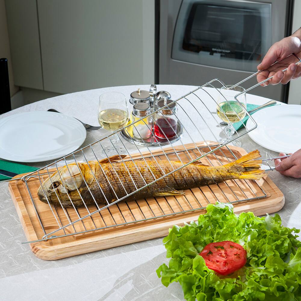 Encontraproduto.com.br - Grelha Dupla Para Peixes Tamanho Médio Utimil