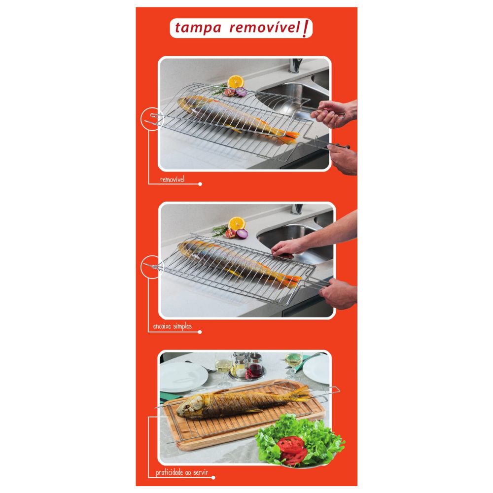 Encontraproduto.com.br - Grelha Dupla Para Peixes Tamanho Médio Utimil