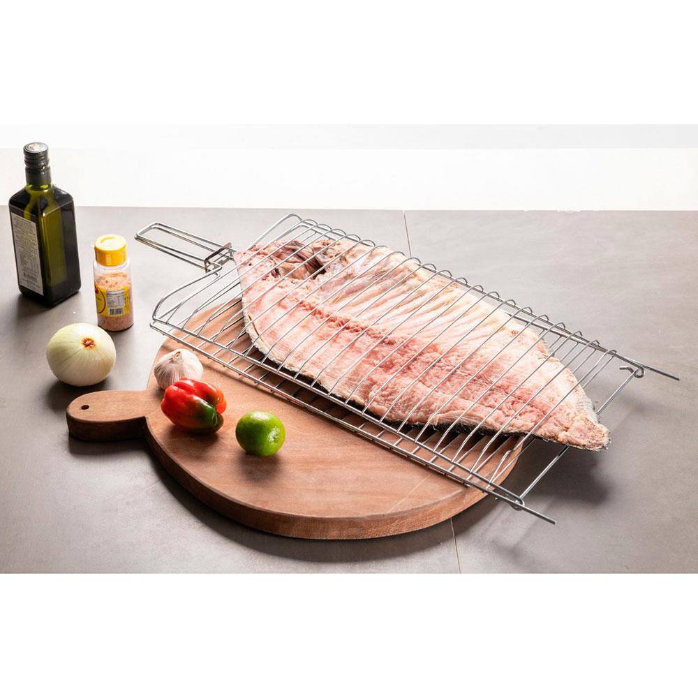 Encontraproduto.com.br - Grelha Dupla Para Peixe Utimil Grande Em Aço Cromado Cromado