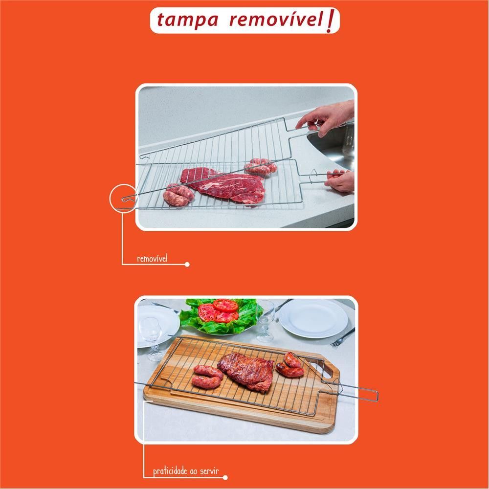 Encontraproduto.com.br - Grelha Dupla Para Carne Utimil Pequena Em Aço Cromado Cromado