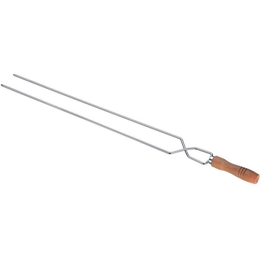Encontraproduto.com.br - Conjunto de Espetos Simples e Duplo Utimil em Aço Inox, Aço Cromado e Madeira – 4 Peças