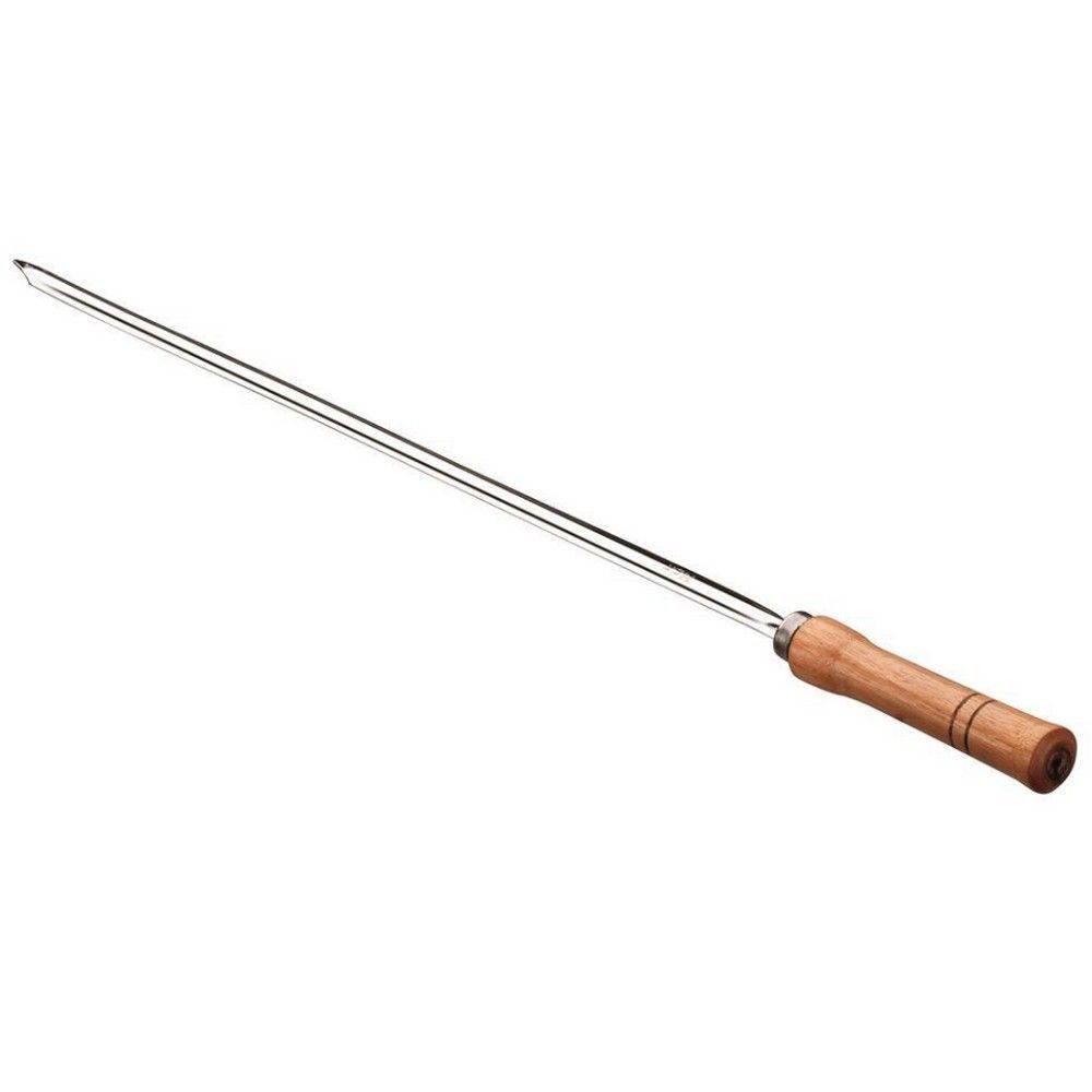 Encontraproduto.com.br - Conjunto de Espetos Simples e Duplo Utimil em Aço Inox, Aço Cromado e Madeira – 4 Peças