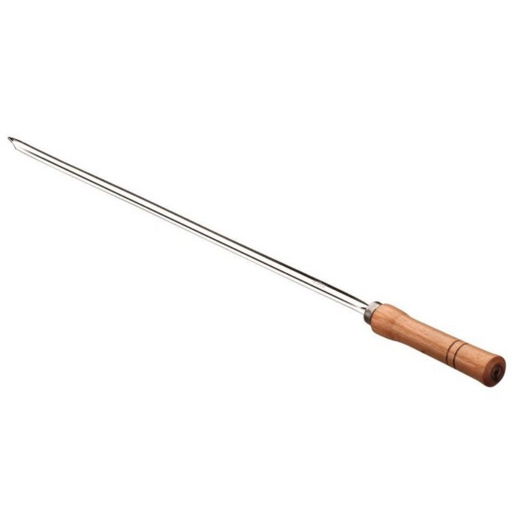 Encontraproduto.com.br - Conjunto de Grelha para Peixe e Espetos Simples Utimil em Aço Cromado, Aço Inox e Madeira  3 Peças