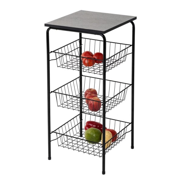 Encontraproduto.com.br - Fruteira 3 Cestos com Tampo Preta PR569 Utimil