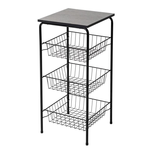 Encontraproduto.com.br - Fruteira 3 Cestos com Tampo Preta PR569 Utimil